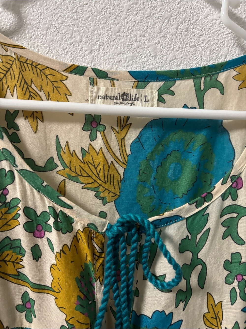 NATURAL LIFE Cream Maxi Dress with Teal & Mustard Floral Print - Picture 2 of 6